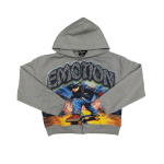 Mixed Emotional Last Grey Rhinestone Hoodie