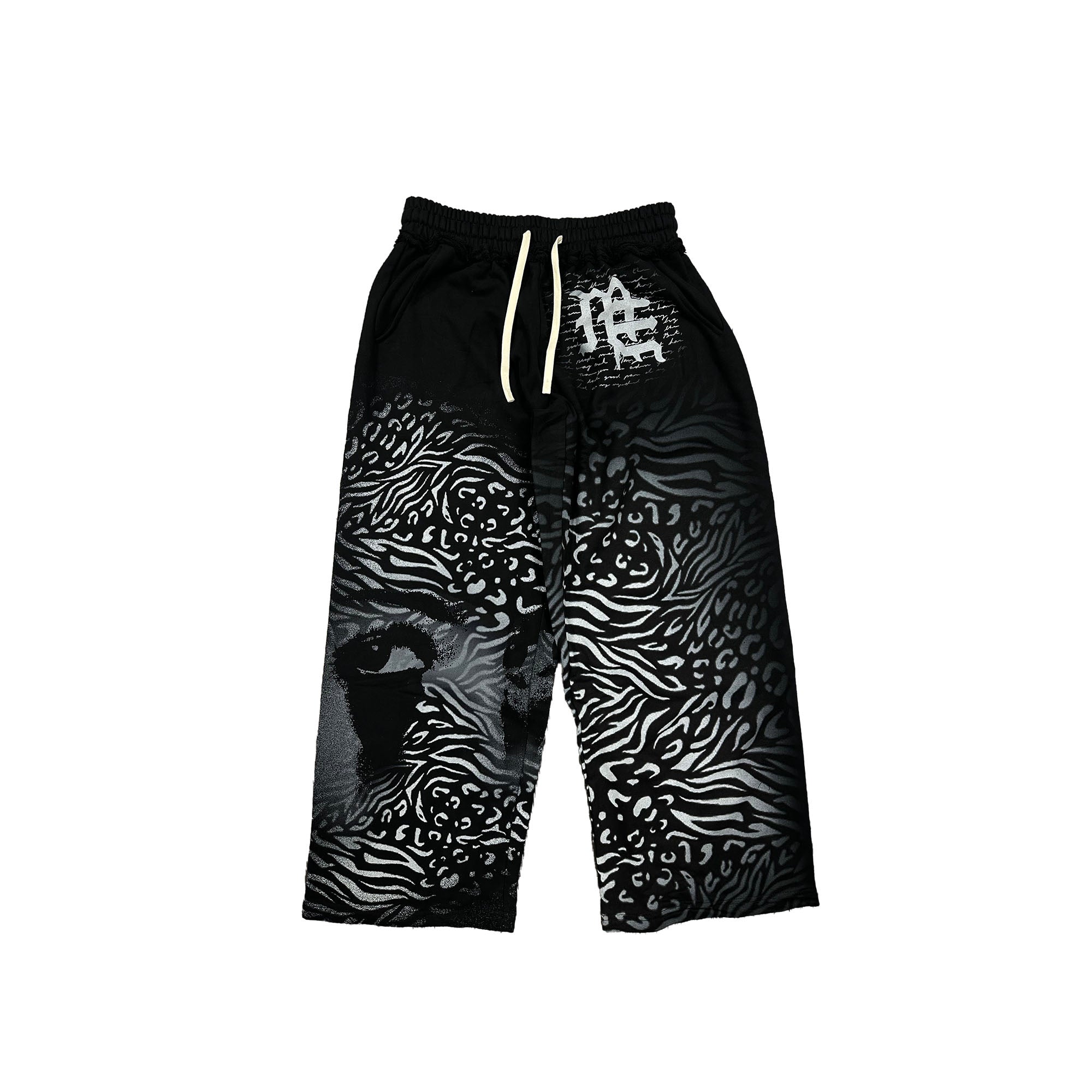 Mixed Emotional Brand Striped Black Sweatpants