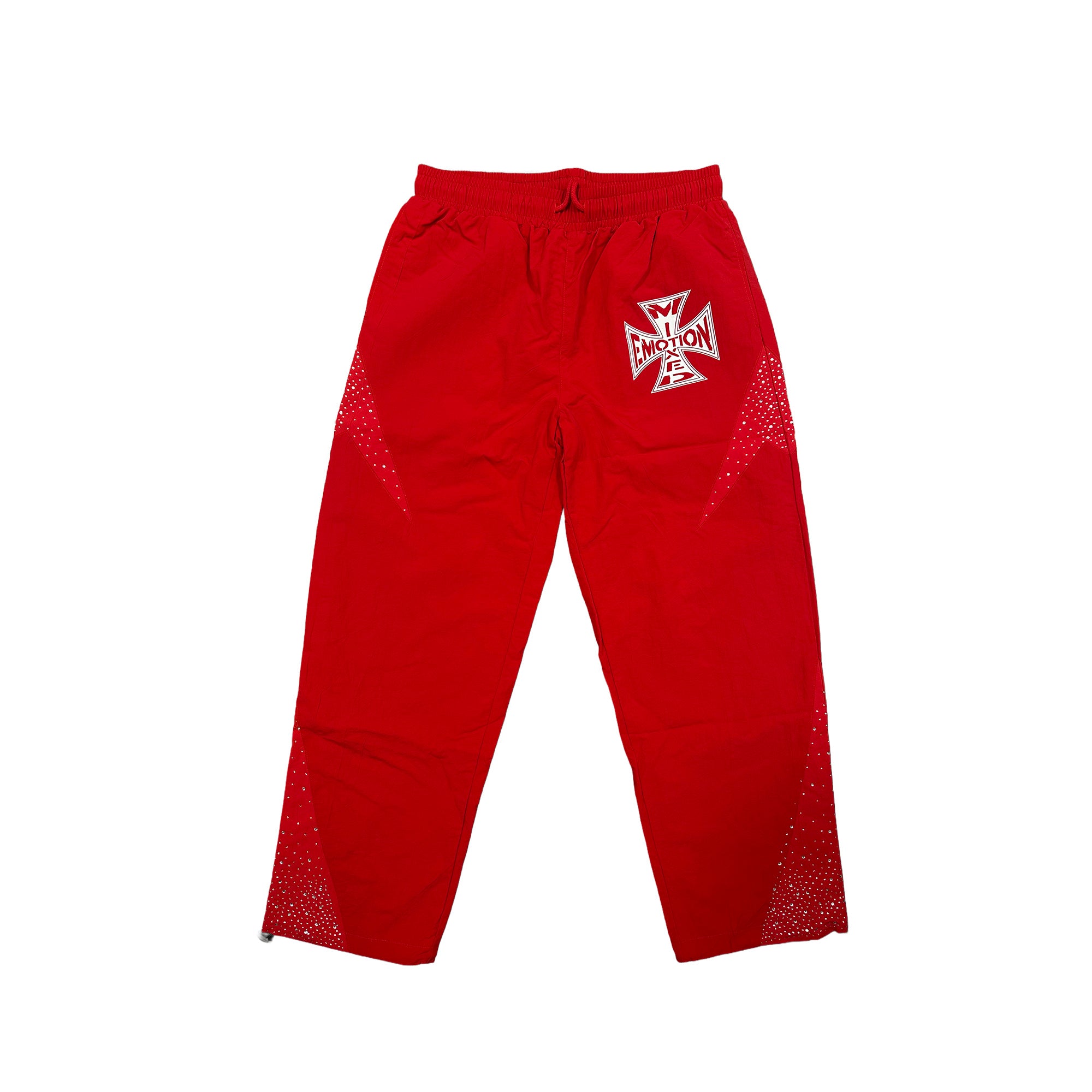 Mixed Emotional Brand Nylon Red Sweatpants