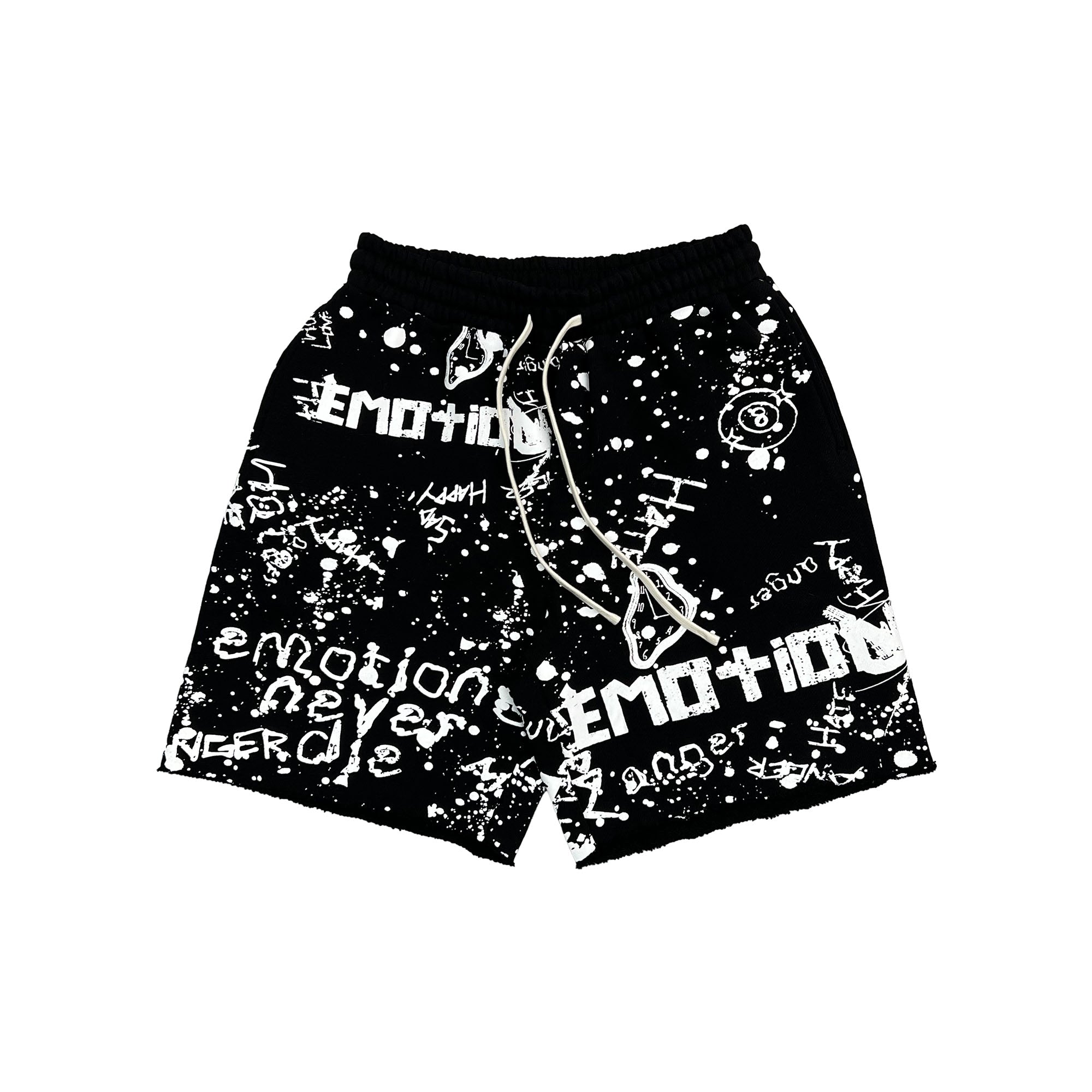 Mixed Emotional Brand Graffiti Black Shorts