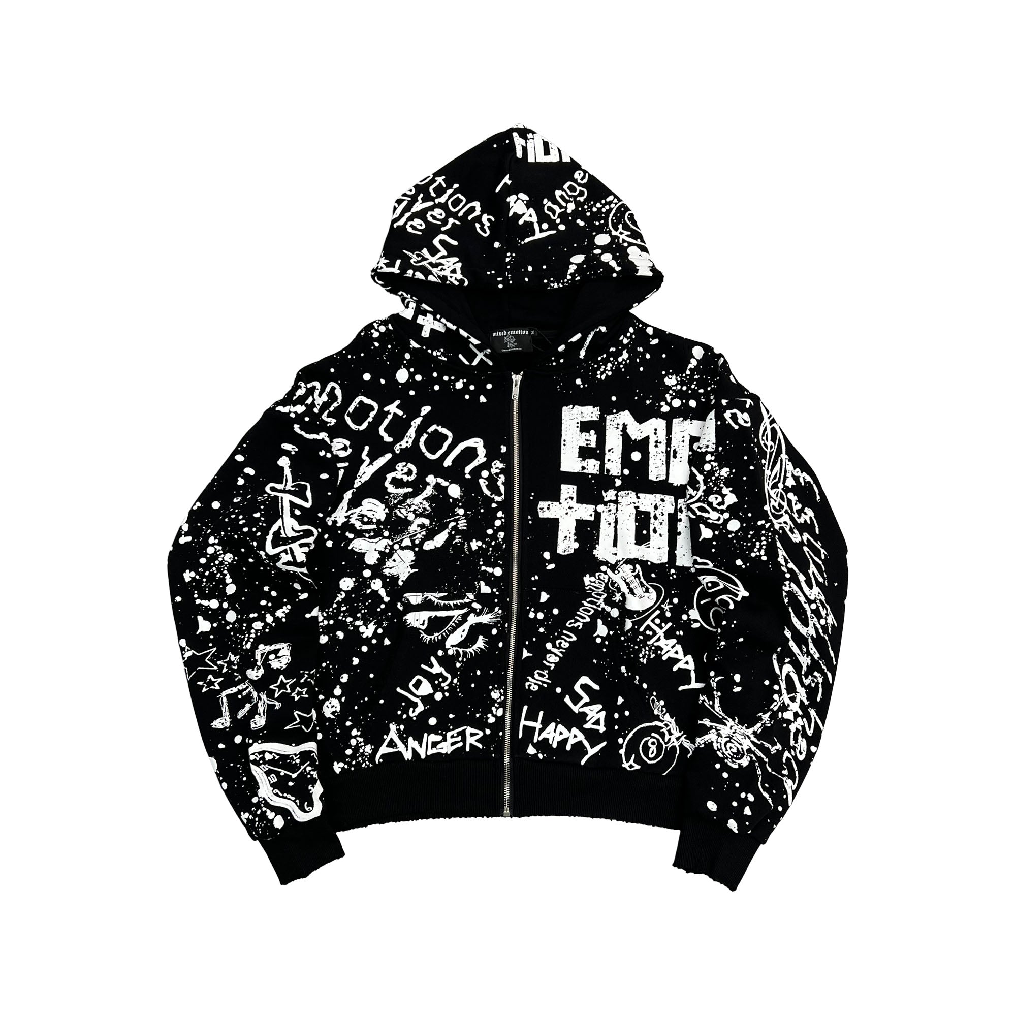Mixed Emotional Brand Graffiti Dark Hoodie