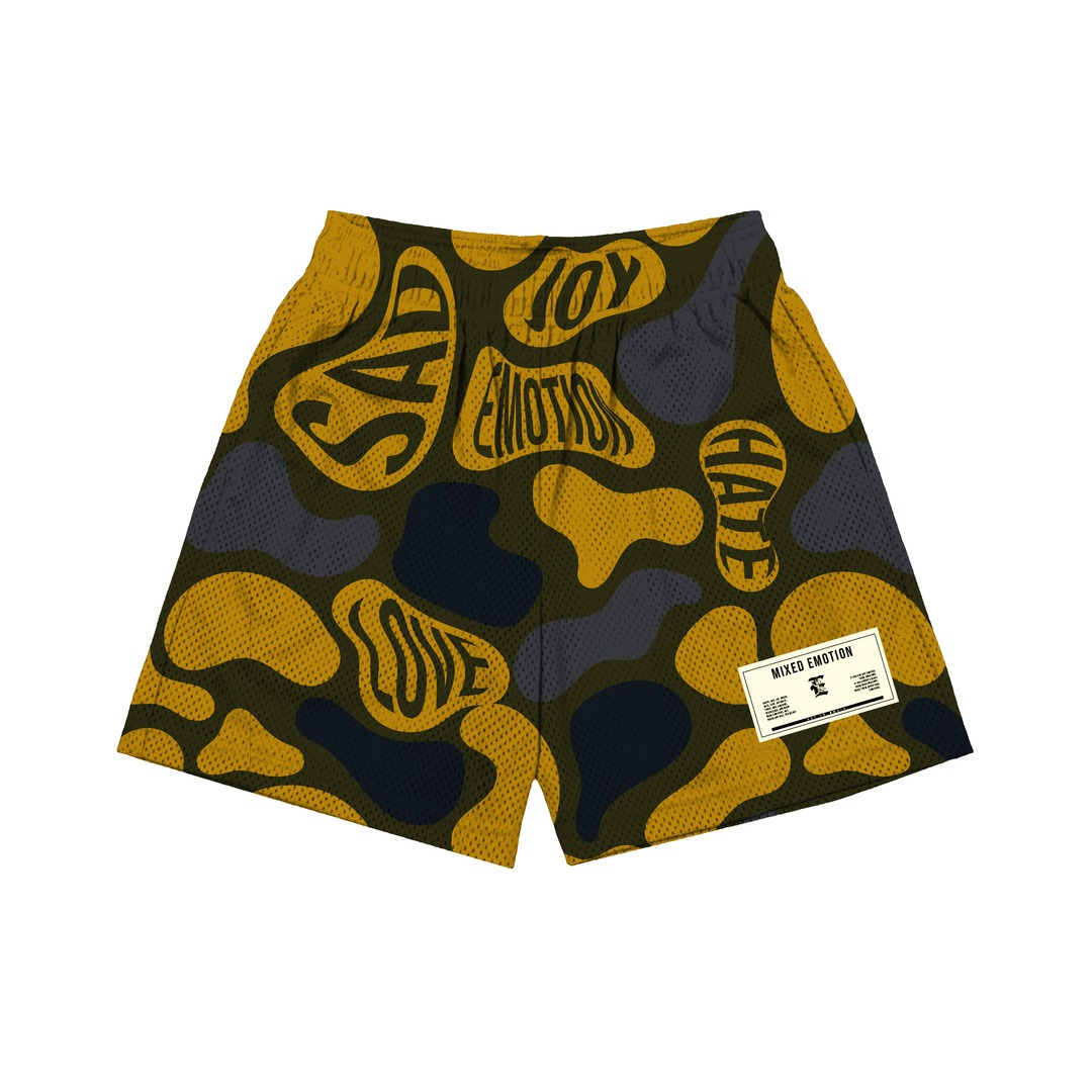 Emotional-Camo-Shorts-Green Mixed Emotional Brand Camo Green Shorts