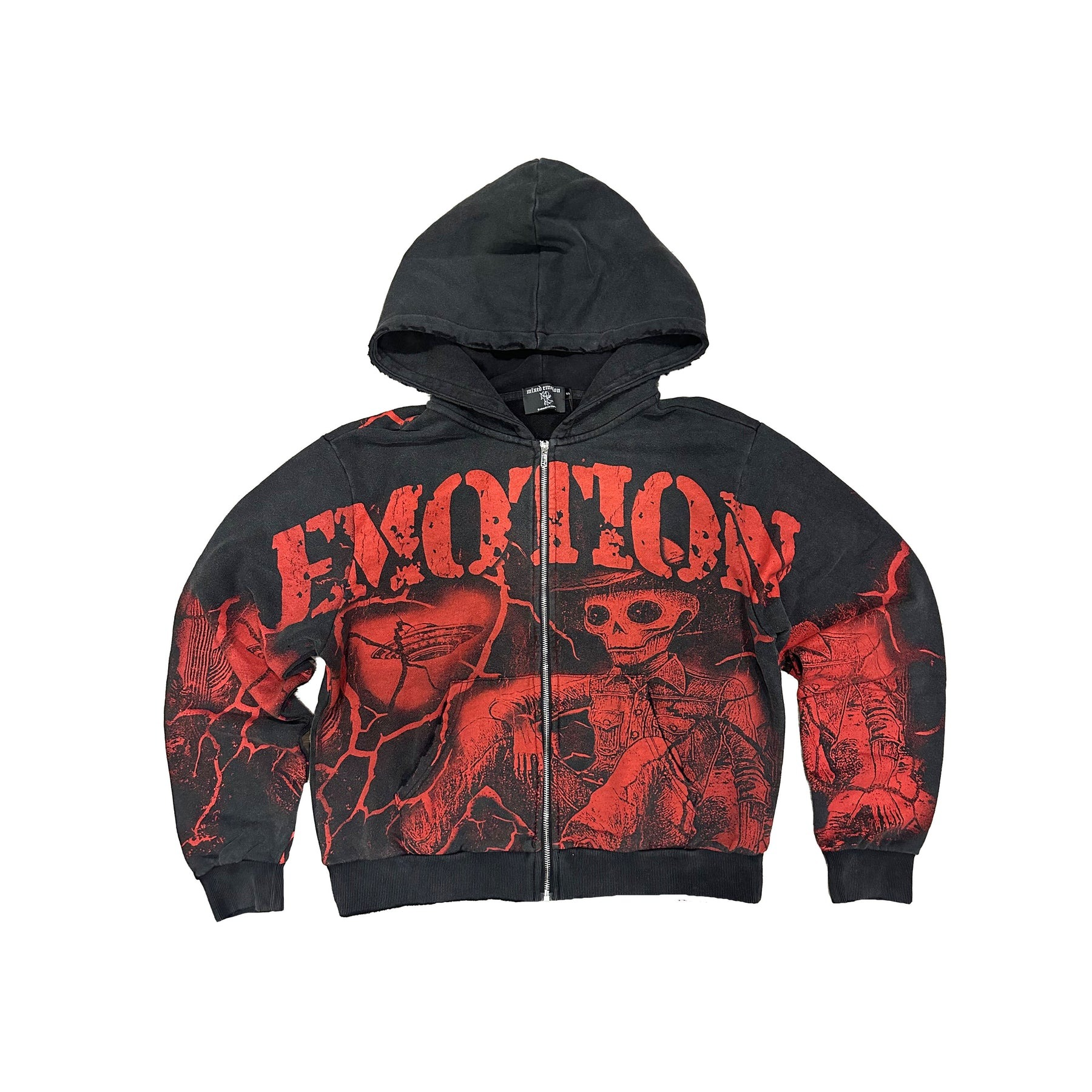 Mixed-Emotion-Acid-Wash-Deserted-Hoodie Mixed Emotional Brand Acid Wash Hoodie