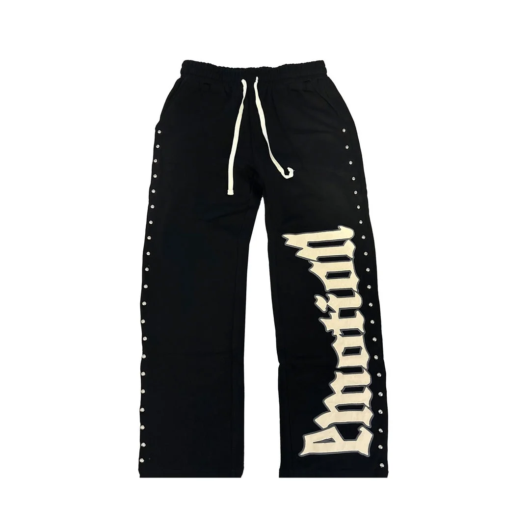 Mixed Emotional Brand Black Crown Sweatpants