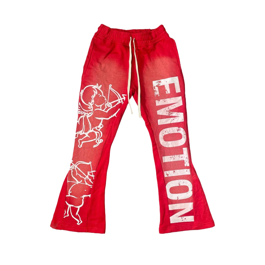 Mixed Emotional Brand Red Flare Sweatpants