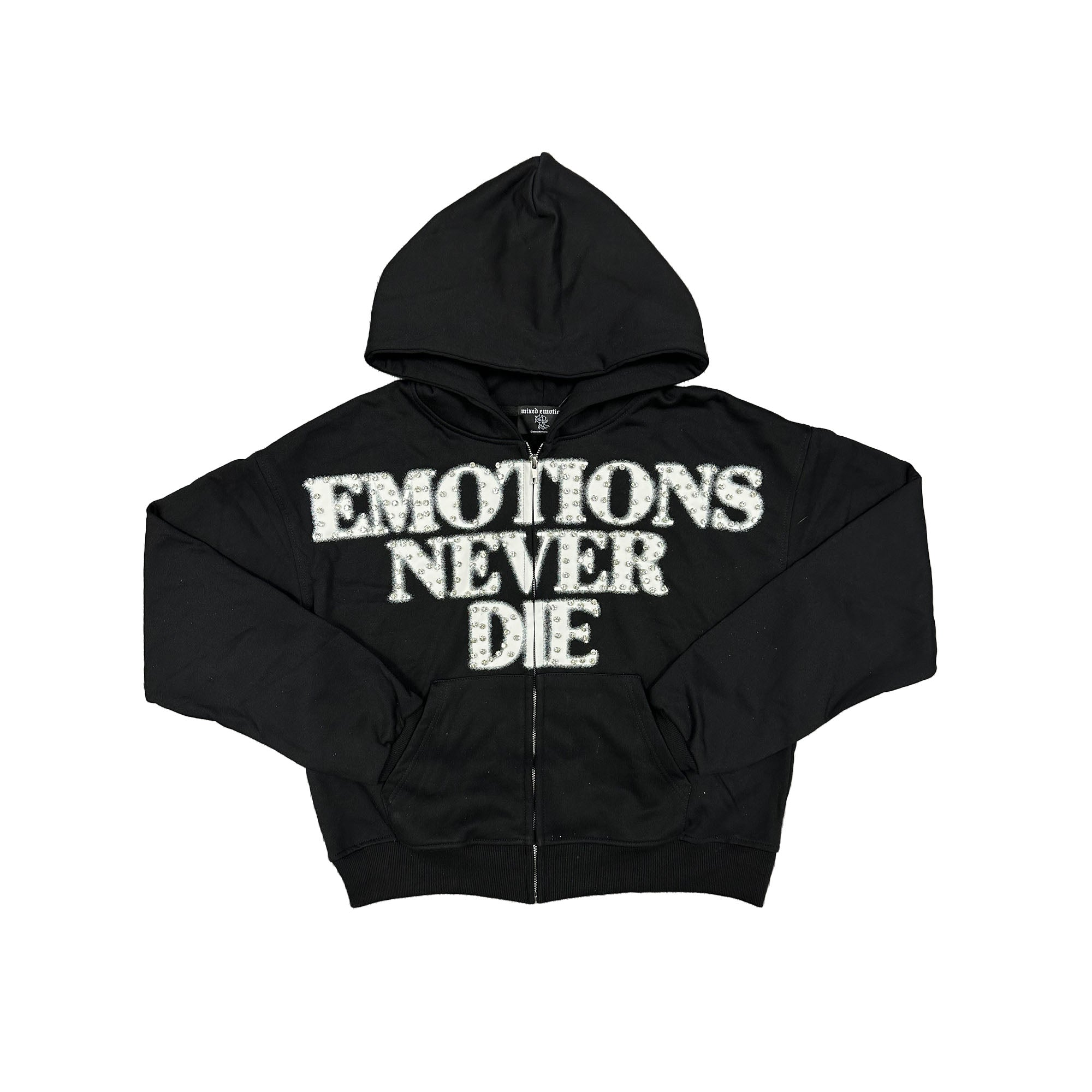 1_0001_IMG_3516 Mixed Emotional End Rhinestone Black Hoodie