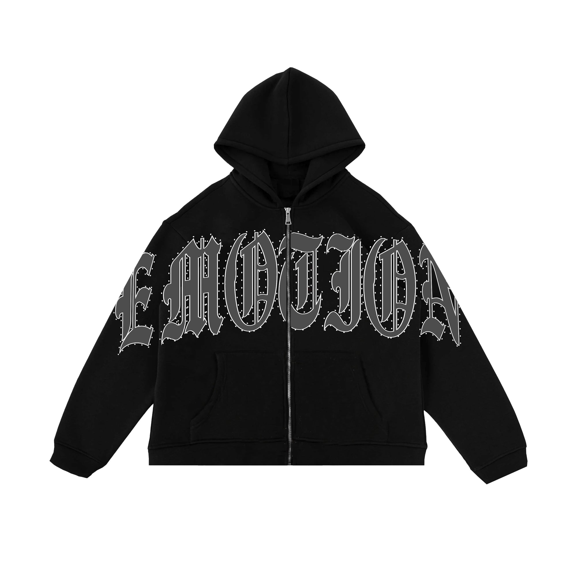 IMG-4160 Mixed Emotional Logo Signature Black Hoodie