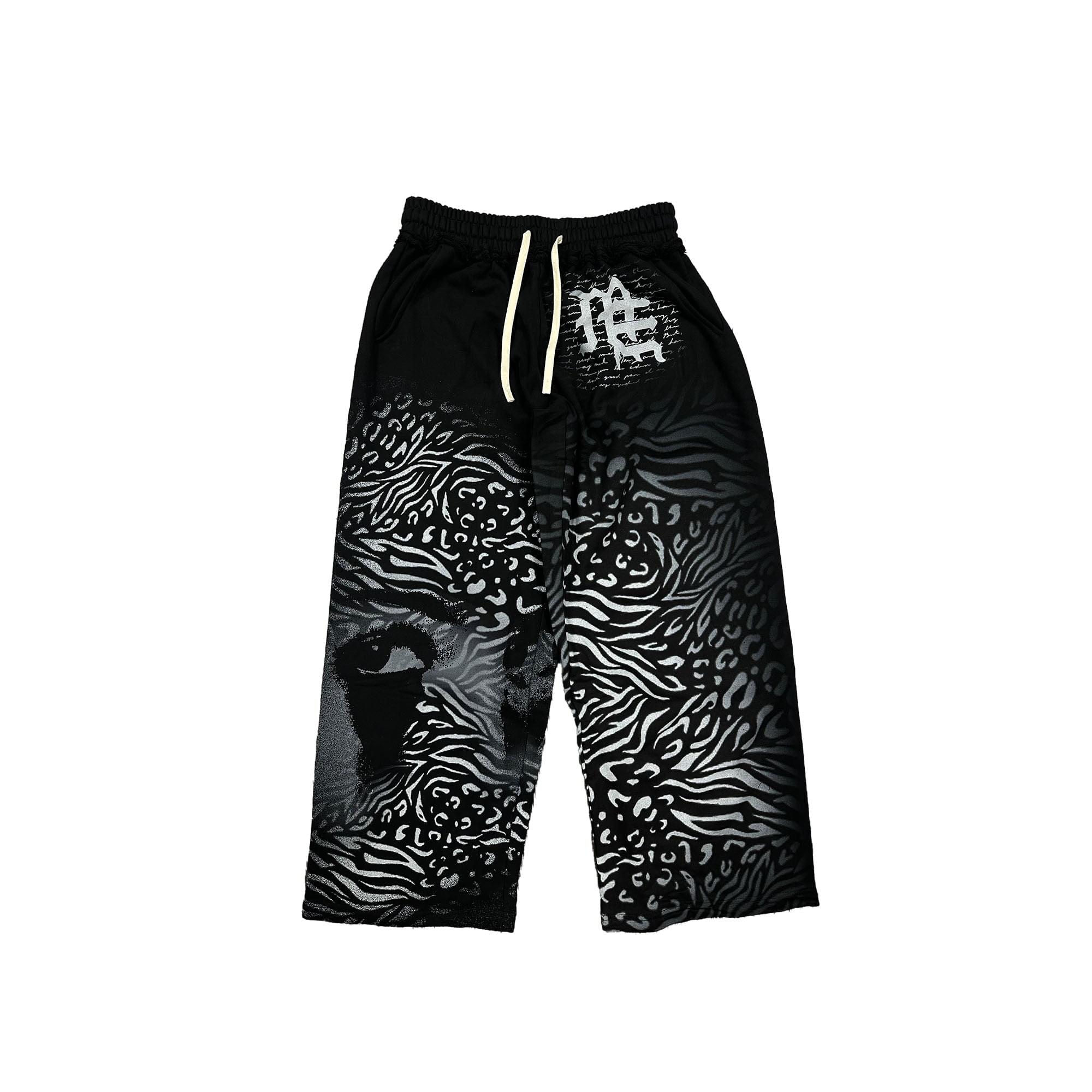 Mixed Emotional Brand Striped Black Sweatpants