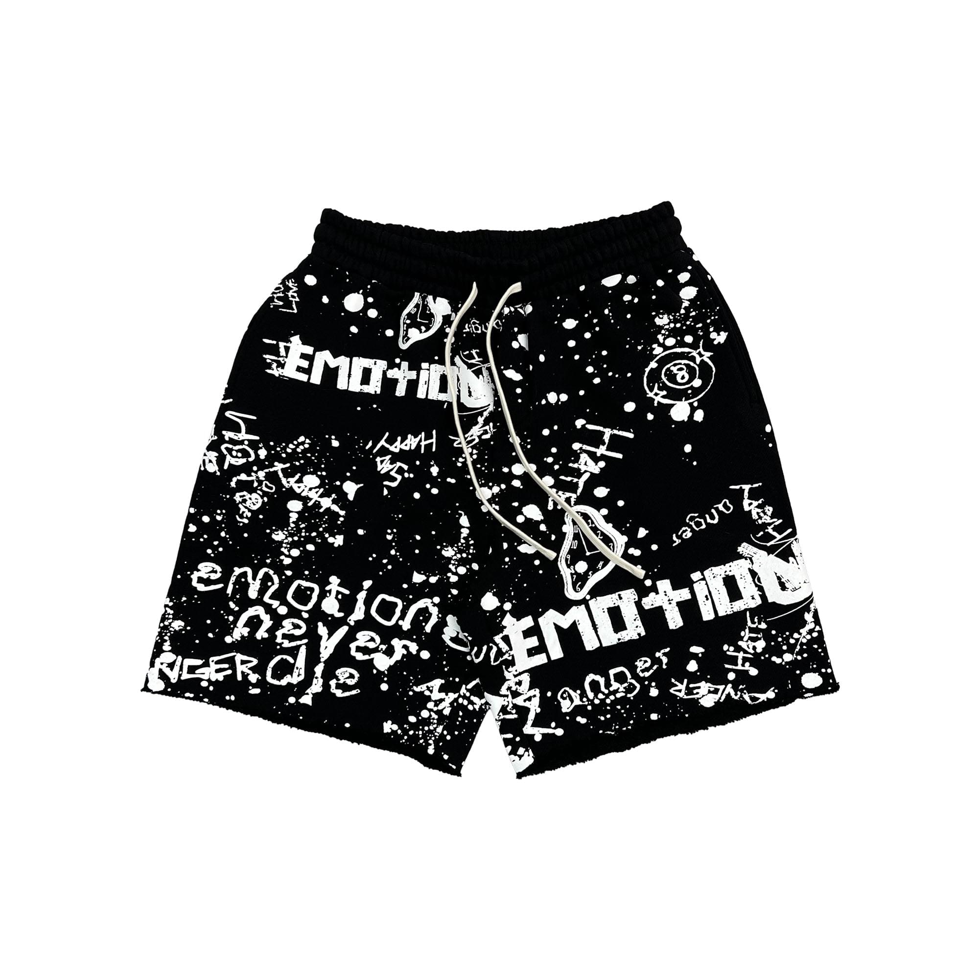 Mixed Emotional Brand Graffiti Black Shorts