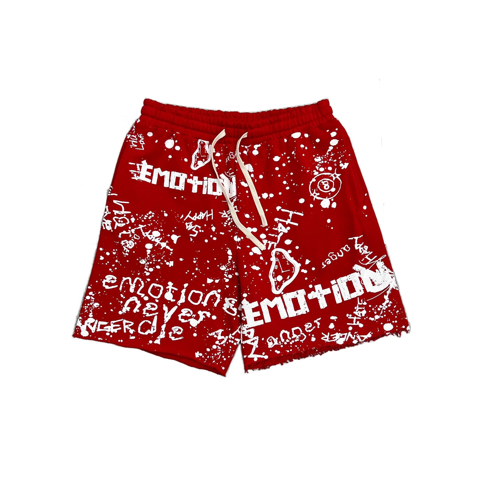 Mixed Emotional Brand Graffiti Red Shorts