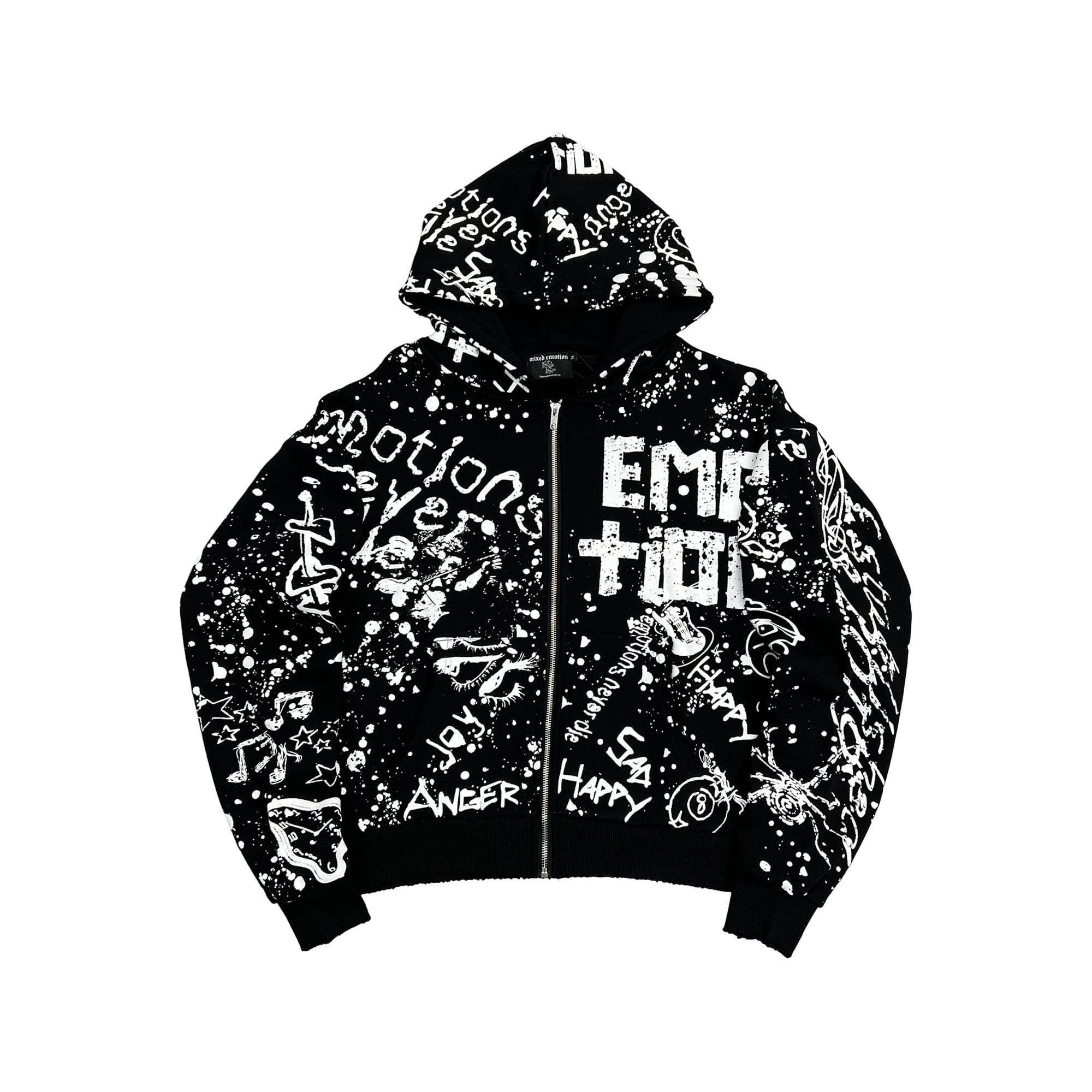 IMG-5041 Mixed Emotional Brand Graffiti Dark Hoodie