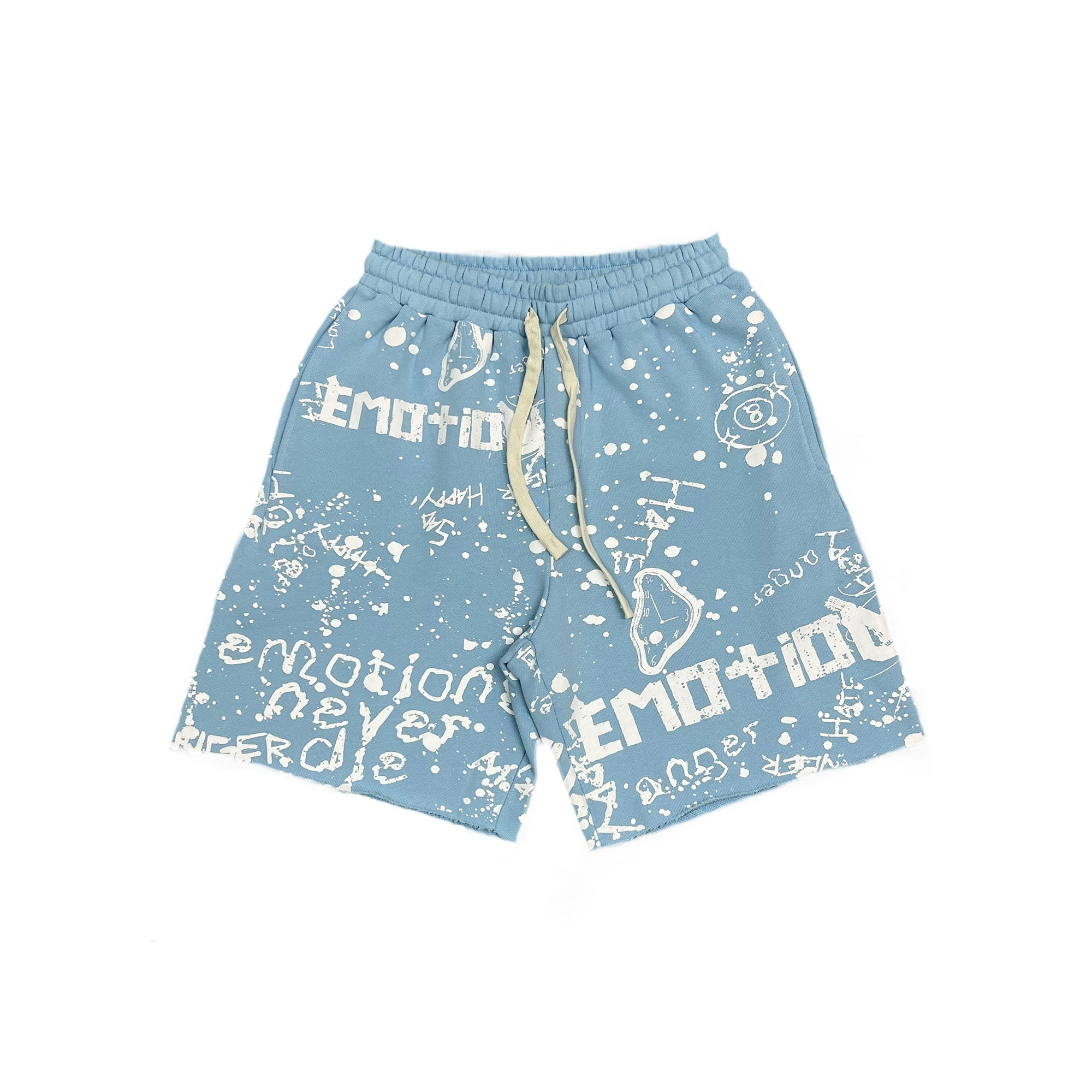 IMG-5044 Mixed Emotional Brand Graffiti Blue Shorts