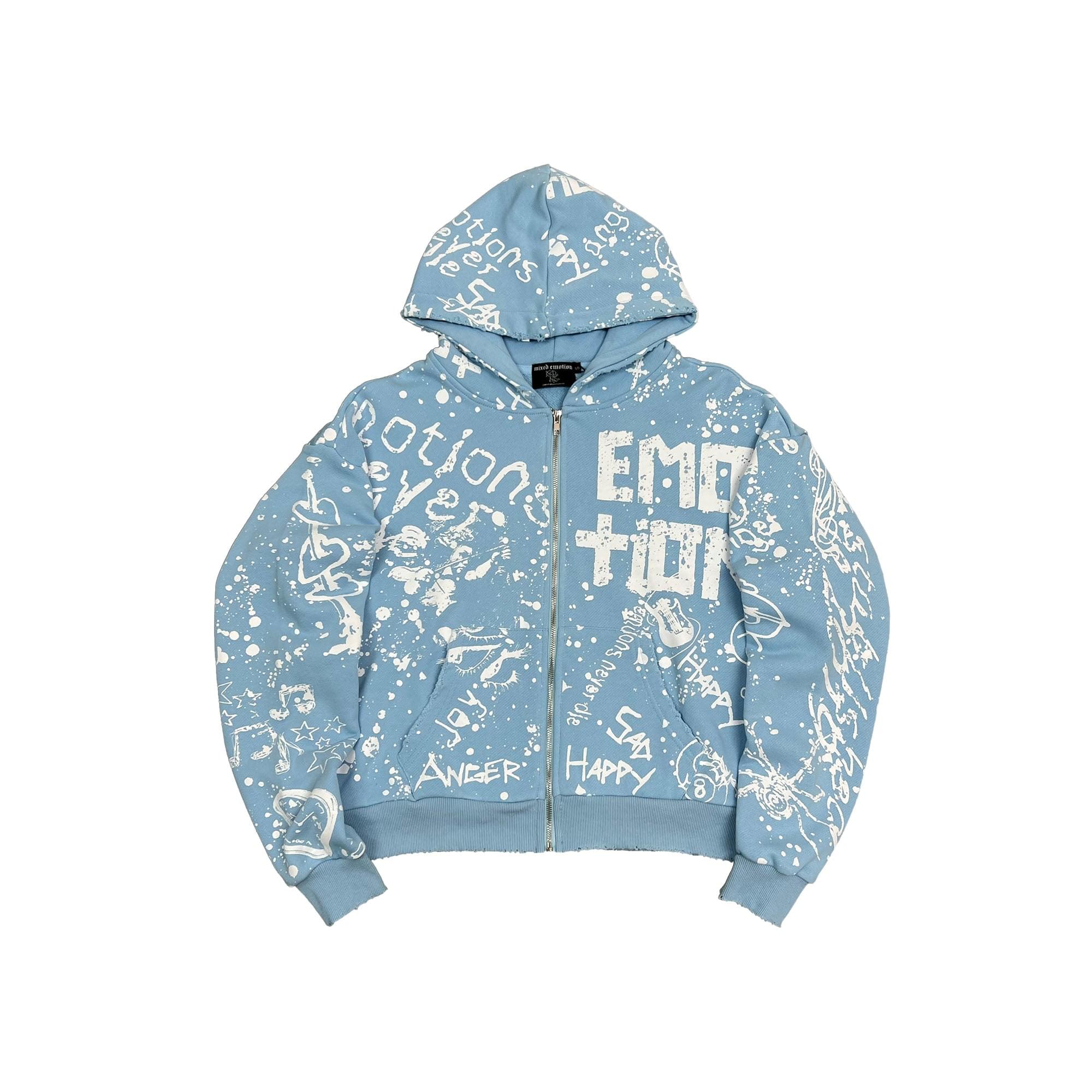 IMG-5047 Mixed Emotional Brand Graffiti Blue Hoodie