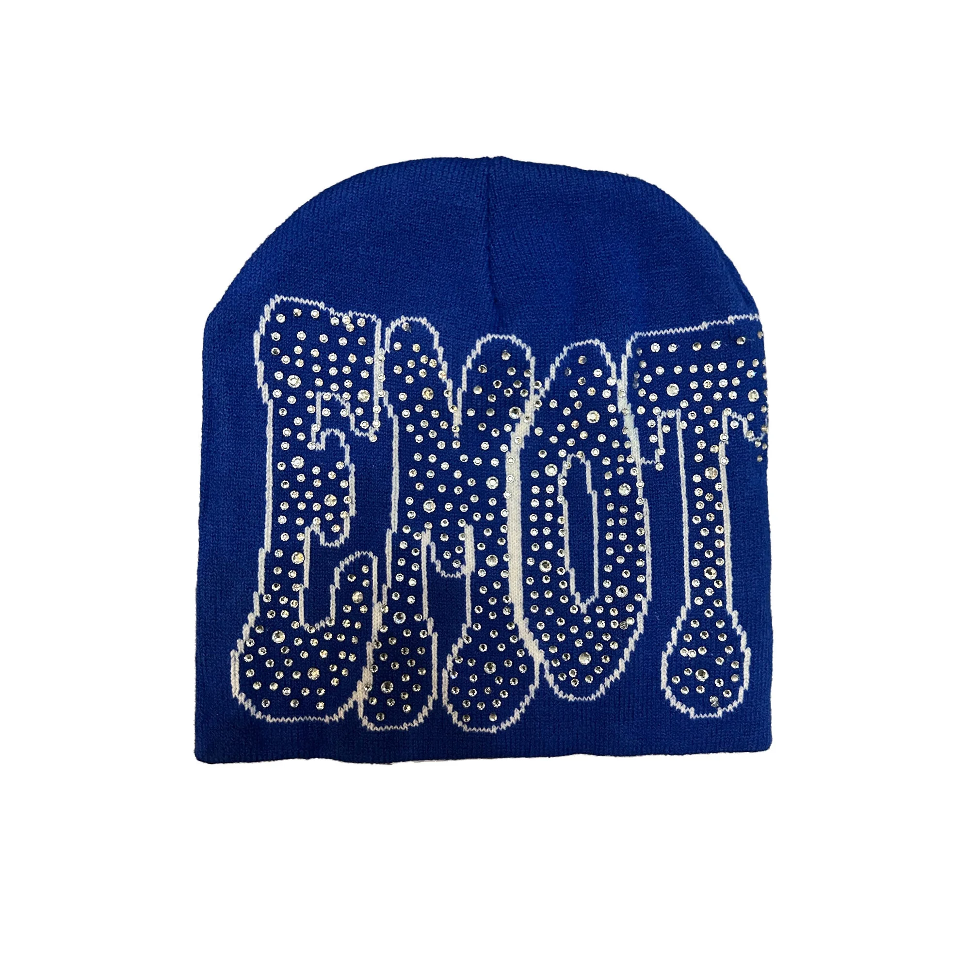 Mixed Emotional Blue Rhinestone Beanie